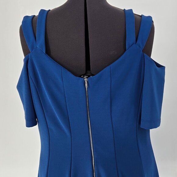 616-31 Lane Bryant Royal Blue Dress Off Shoulder Fit & Flare Size 18 - Picture 8 of 11